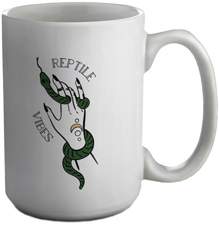 Shopagift Snake Lover Mug Reptile Vibes White 15oz Large Ceramic Cup
