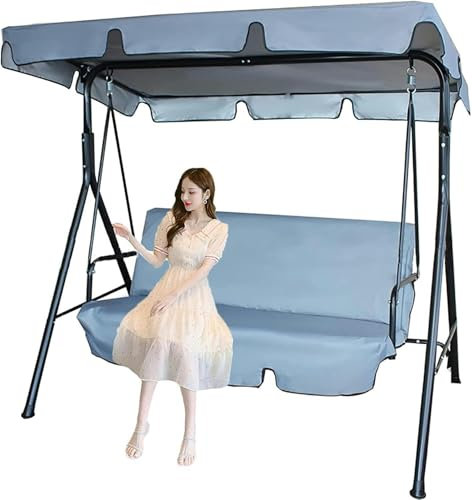 Swing Canopy Replacement 3 Seater, Patio Swing with Canopy & Replacement Swing Seat,Waterproof Top Cover Set Swing Chair Awning Glider Swing Cover Porch Swing Cover