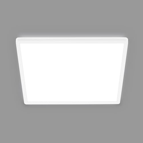 BRILONER - LED Deckenleuchte Effizienzklasse A, ca. 50.000h Licht, 14W bei 3000lm, LED Panel flach, helle energiesparende Deckenlampe Wohnzimmer, Küchenlampe, Wohnzimmerlampe 42x42x3 cm, Weiß