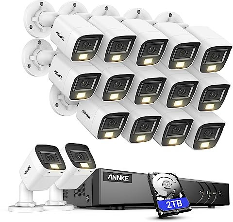 ANNKE 16CH 3K Security Camera System with Audio/Mic, 3K Lite Surveillance AI DVR and 16 x 3K 2960 * 1665 CCTV Camera with Dual Light, Human/Vehicle Detection, IP67, Color Night Vision, 2TB Hard Drive
