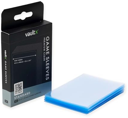 Vault X Standard Board Game Sleeves 65.5 x 91mm (50 Pack) for Standard-Sized Cards and Trading Cards, Clear Premium Quality