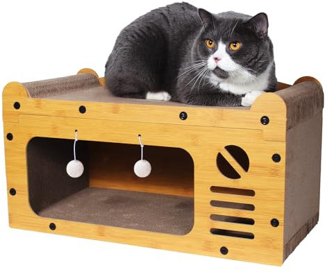 Giznzg Kratzbrett für Katzen,Kratzpad Lounge Kratzpappe Katzenhaus mit Höhle