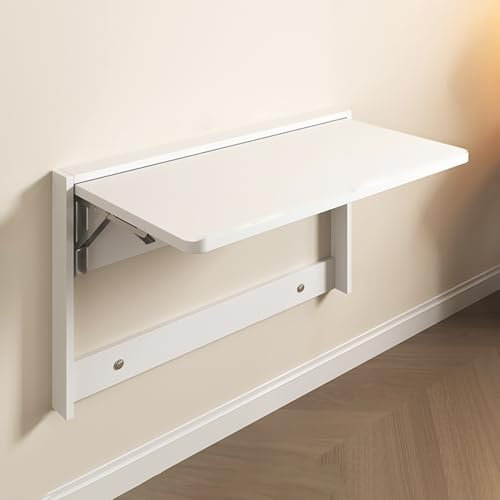 Wandtisch Klappbar aus Holz Schwimmender Schreibtisch Esstisch Wandklapptisch Platzsparender Klapptisch für die Küchenbar Schmaler und Langer Esstisch Multi-Szenario-Anwendung(Pure white,83x47cm)