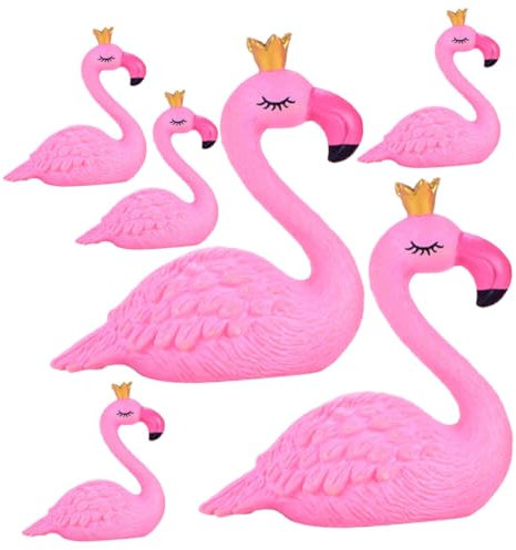 Vaguelly 6stücke Mini-Flamingo-Statue Aus PVC Für Schreibtischdekoration Miniatur-Flamingo-Ornament Für Fenster Oder Landschaftsverzierungen Niedliches Flamingo-Modell Für Innenbereich