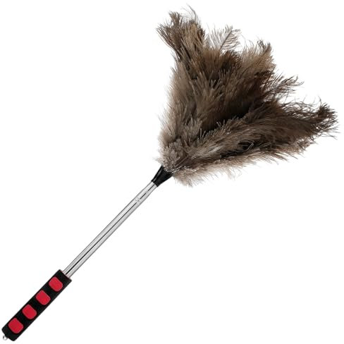 Extendable Feather Duster with Long Handle Efficient Feather Duster Cleaner Fluffy Ostrich Feather Duster Feather Duster Tool for Cleaning Ceiling Fan Blinds Furniture 7(Style 1)