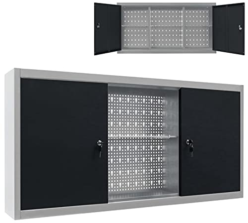 Xichuzi Armario de Herramientas de Pared, Organizador Herramientas Pared, Mueble Herramientas, Organizador Taller, Armarios Taller Mecanico, Industrial Metal Gris y Negro