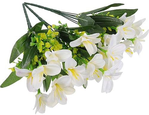 HOMOCONO 3pezzi Bouquet Di Gigli Artificiali Per Decorazioni Di Nozze e Feste Composizione Elegante e Realistica Per Centrotavola e Cerimonie All Aperto