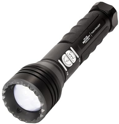 Police Security Long Throw Flashlight with LEP Technology, 450M Beam Distance, High/Low Modes, Rechargeable 18650 Battery, USB-C Cable, Impact & Water Resistant, Roll Stop Tail Cap
