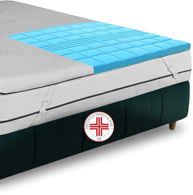 Kaysa Topper Serenity Matrimoniale 160x195, Memory Foam 6cm, 7 Zone | Ortopedico, Materasso Correttore, Elastici Regolabili, Sfoderabile, Made in Italy, Disp.Medico Detraibile n.2781798