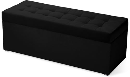 MG Design Polsterhocker 45 x 120 cm Schwarz mit Stauraum (ca. 140 L), bis 300 kg belastbar, ohne Montage & leicht zu reinigen, angenehm matt mit feiner Struktur – für Wohnzimmer, Schlafzimmer & Flur