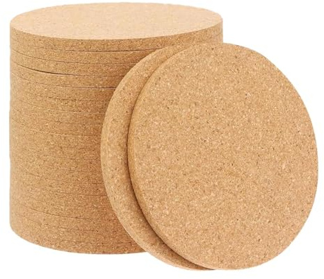 20 Stück Korkuntersetzer Rund,10×10cm Holzfarbe Kork Untersetzer Set,Wiederverwendbar Saugfähige Korkuntersetzer,Rund Retro Glasuntersetzer Kork Set,für Haus,Büro,Bar,Restaurant,Getränke,Bar,Tassen