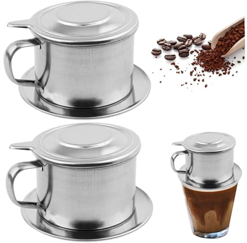 Vietnamesischer Kaffee Dripper 2PCS Edelstahl Vietnamesische Kaffeefilter Professionelles Waschableer wiederverwendbares Café -Accessoires