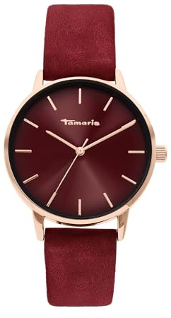 Tamaris Damenuhr mit Lederband – Runde schlichte Armbanduhr für Damen 36 mm - Armbanduhr in verschiedenen Farben