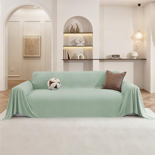 Ystyle Modernes Sommer Sofa Überzug 1 Sitzer, 200x230 cm, Grün | Leichte Sofa Überwurfdecke, Sofaschoner Rutschfest, Weich Bequem Couch Überzug, Waschbar Couch Decken Überwurf, Sofabezug