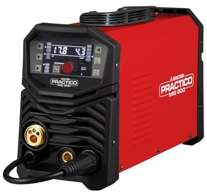 Solter PRACTICO MIG 200 LD – Inverter de Soldadura Multiproceso 3 en 1 MIG/MAG, TIG Lift y MMA – 200A, Portátil, Ligero y Fácil de Usar con Panel Digital LED