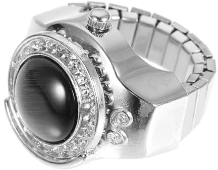 Tofficu Elegante Fingeruhr im Retro Design aus Quarzglas und Metall Dekorativer Komfortabler Ringuhr für Frauen Modischer Digitaler Kleiner Ringuhr für Alltag