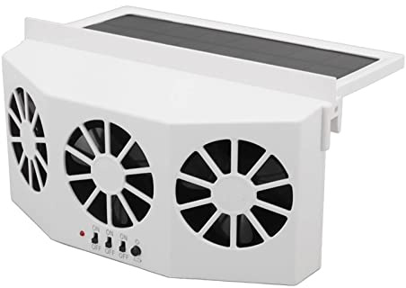 Haofy Enfriador de Automóvil con Energía Solar con 3 Ventiladores Ventilación de Gran Angular de 120 ° para Eliminar el Olor a Humo, Enfriamiento con Ahorro de Energía, Automóviles Pequeños,
