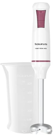 Taurus – Batidora de Mano Robot 1000 Inox| 2 velocidades + Turbo| Cuchillas Inox| Campana Antisalpicaduras| Ergonómica| Libre de BPA| Apta Lavavajillas| Blanco