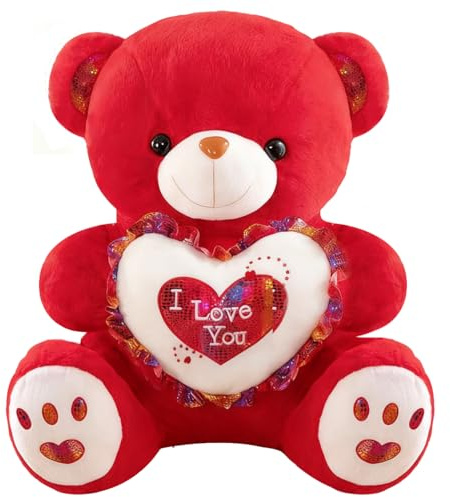 Peluche Douce - Ours/Nounours avec cœur 'Je t'aime' 28cm, Adorable pour Câliner et Jouer, pour Enfants et Adultes