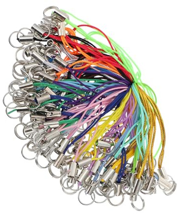VALICLUD 100pcs DIY Double Ring Phone Lanyards Hanging Ropes Random Colors Multi-Use Mobile Phone Flash Lanyard Keychain Decoration for Travel and Everyday Use Random Color