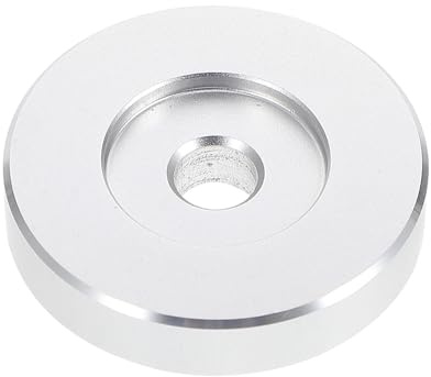 MALUGOGO Adattatore per dischi in vinile a 45 velocità, 17,8 cm, accessorio per giradischi in metallo argentato per 45 dischi a foro singolo grande