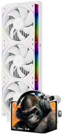 Thermalright Levita Vision 360 ARGB White Aio CPU Liquid Cooler,for AM5/Intel LGA1851/1700,6.67-in 3D Curved Screen with 2400x1080 Resolutions,Magnetic Screen,3D/2D Video Support