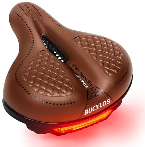 Comfortable Wide Bike Seat,large Bicycle Saddles with Light for Mountain | Comfortable&Dual Shock Absorption:Ultimate pressure relief for E-bikes/Hybrid/Traditional City bike.Waterproof & super-cozy