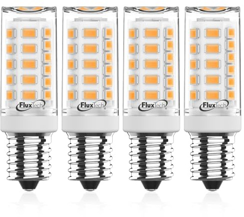 FluxTech E14 LED Light Bulb Warm White 2700K, 3W 480LM (40W 50W Equivalent), Flicker-Free Small Screw Lamps SES Bulbs for Home Lighting, Non-dimmable 4 Pack