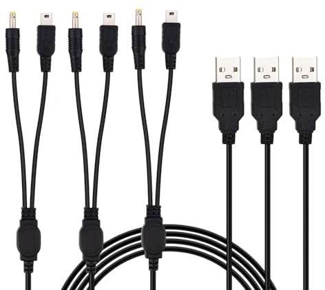 BTFO 3St 2-in-1 Ladekabel Kompatibel mit Sony PSP 1000/2000/3000/E-1000 Serie & PS3 Controller, 120cm USB Strom und Datensynchronisationskabel für Reisen und Zuhause