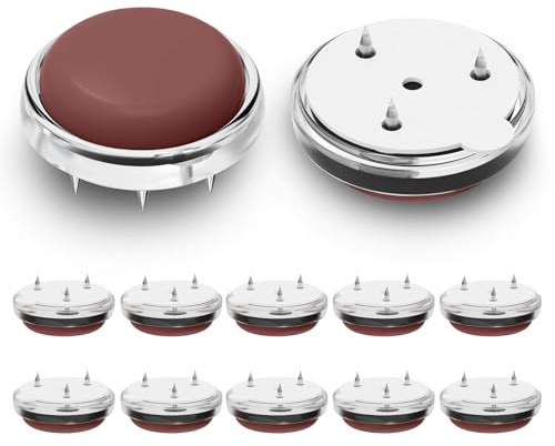 DXLing 12 feltrini per mobili in teflon con 3 chiodi, diametro 19 mm, rotondi, in teflon, con chiodo, in PTFE, per mobili pesanti, sedie, pavimenti, colore marrone rosso