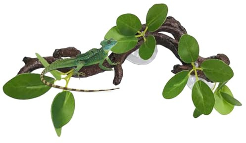 Snake Tank Decor Suction Cup Reptile Log | Snake Enclosure Decor, Chameleon Cage Decoration for Amphibian Gargoyle Geckos Bearded Dragon Crab