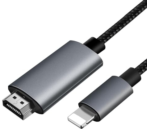 [Apple MFi Certifié] 2M Adaptateur Câble Light-ning vers HDMI pour iPhone, Adaptateur AV Numérique Lightning vers HDMI 1080P, Plug & Play, Compatible avec i-Phone 14/12/11/X/8/7/6 et iPad