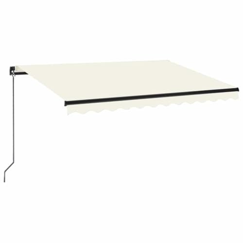 HGFDVCMR Toldo de brazo articulado retráctil manual 350 x 250 cm – Toldo robusto para terraza con manivela y marco de aluminio – Protección solar para balcón y terraza – Crema/antracita