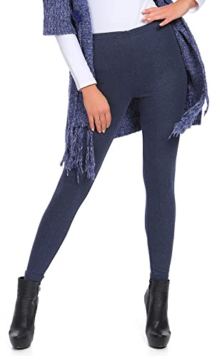 FUTURO FASHION – långa vinterleggings – mycket varma och tjocka – bomull – med fleece inuti – P28, Denim, 36
