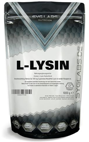 L-Lysin Pulver 100% rein - 1000g Aminosäure Lysin - 1kg | ohne Zusatzstoffe - vegan - mit Messlöffel