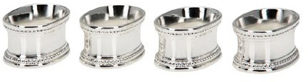 Serviettenringe Silber oval 4er Set Perle Hochzeit Vintage Servietten-Ringe Geburtstag Perlen