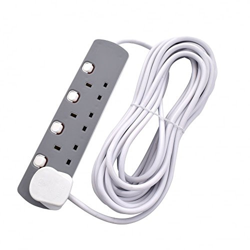 3/4 / 5/6 Gang - Way Extension Lead - Multi Plug Socket - Switched White Power Cable 10m 4 Gang