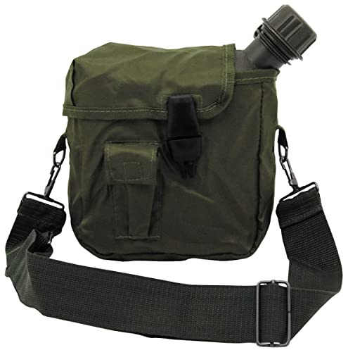 MFH US Borraccia, Rettangolare, con Custodia, Verde Oliva, 2 QT