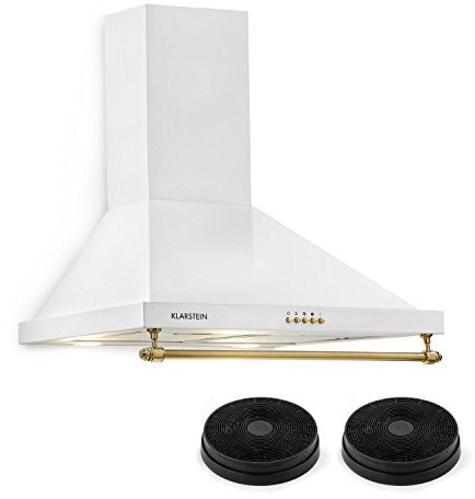 Klarstein Montblanc 60 - Hotte aspirante, Filtres inclus, Taille: 60cm, Débit d'air max.610 m3/h, 3 niveaux, Élégante, Filtres inclus, Blanc