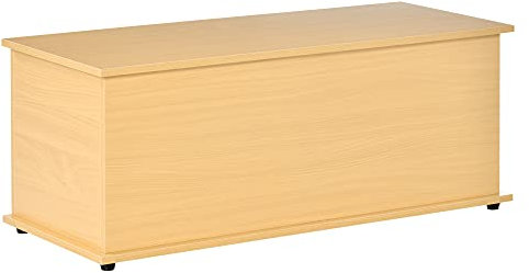 HOMCOM Baúl de Almacenamiento de Madera Taburete para Almacenaje con Tapa para Dormitorio Salón Carga Max. 120 kg 100x40x40 cm Natural