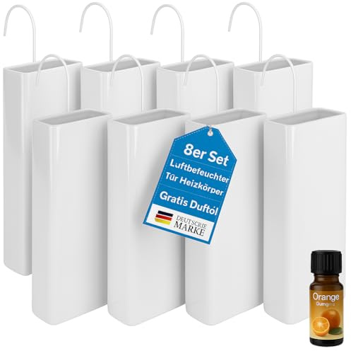 Luftbefeuchter für Heizung Set inkl. Haken - Keramik Wasserverdunster - beige matt - Wasserverdunster verdampfer verdunster Luftreiniger - Neutral - 8 Stück