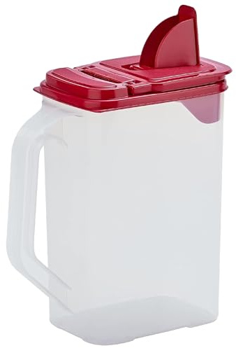Buddeez Flour and Sugar Container - 4 Quart All Purpose Kitchen Organization and Storage Unit, Dry Storage Container For Kitchen, Large Food Storage Container for Organizing Your Pantry (Red Lid)