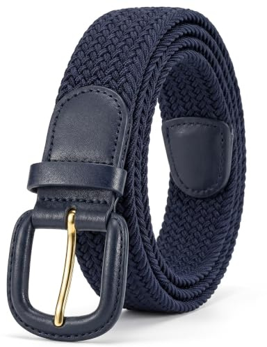 Streeze 30 mm ceinture pour hommes et femmes. 6 tailles. Extensible et tressée avec une boucle en cuir (Bleu Marine, S)