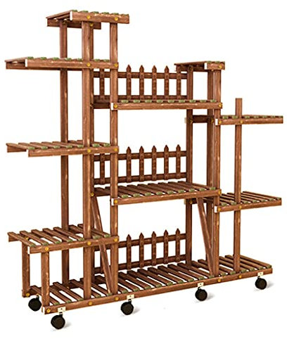 Massivholz-Blumenständer Mehrschichtiges Regal Balkongrüner Pflanzenständer Sukkulenten-Pflanzenständer Wohnzimmer-Blumentopfständer (Color : Brown, Size : 125x25x113cm)