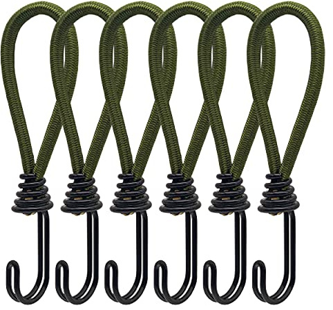 6 Spanngummi mit Haken Stück Zelt Elastic Rope Schnallenhaken Spiralhaken, Expanderhaken für Planen und Netze