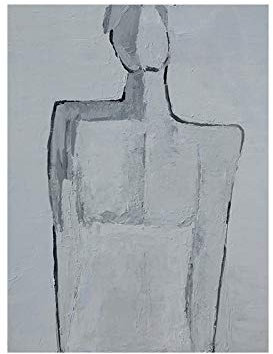 MWMG Acrylbilder Auf Leinwand Handgemalt,Grauer Texturporträt Geometrischer Minimalismus Modernes Kunstwerk Abstrakte Gemälde Handgemalte Ölgemälde Auf Leinwand Wandkunst Für Wohnzimmer Schlafzimmer