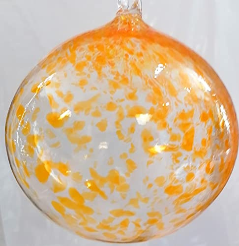 Kugel zum hängen Dekokugel Fensterkugel Bunte Glaskugel Ornament gelb klar transparentFensterdekoration mundgeblasenes Kristallglas Durchmesser ca. 9 cm Oberstdorfer Glashütte