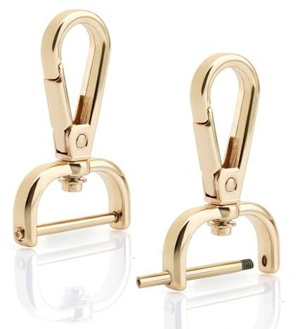 CRAFTMEMORE 2 Stück abnehmbarer Karabinerhaken mit Drehverschluss und Schraubriegel VT493 Taschengurt-Befestigungsersatz (2,54 cm, Gold)