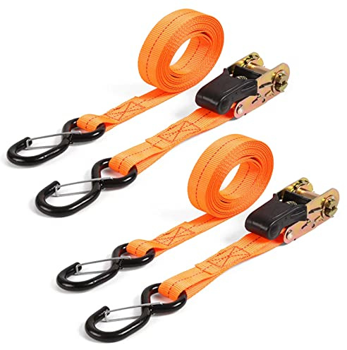 Ratschengurt mit Haken 2er-Pack – Strapazierfähiger Ratschengurt 3 m lang und 25 mm breit mit Schnalle, Ratschenverschluss, Logistik-Ladegurte für mobile Geräte, Motorräder