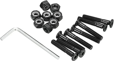PATIKIL Skateboard Matériel Trousse, 1.18 Montage Vis Hexagon Tête Boulons Écrous Ensemble avec Clé à Molette pour Longboard Croiseur, Noir